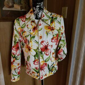 Floral St John Sport Zip-front Jacket, M, Rhinestones